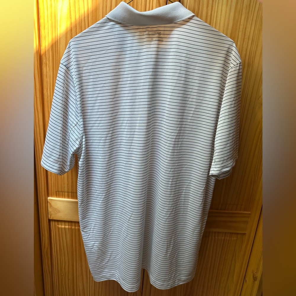 Nike Men's Polo Shirt - White with Black Stripes - Picture 3 of 4